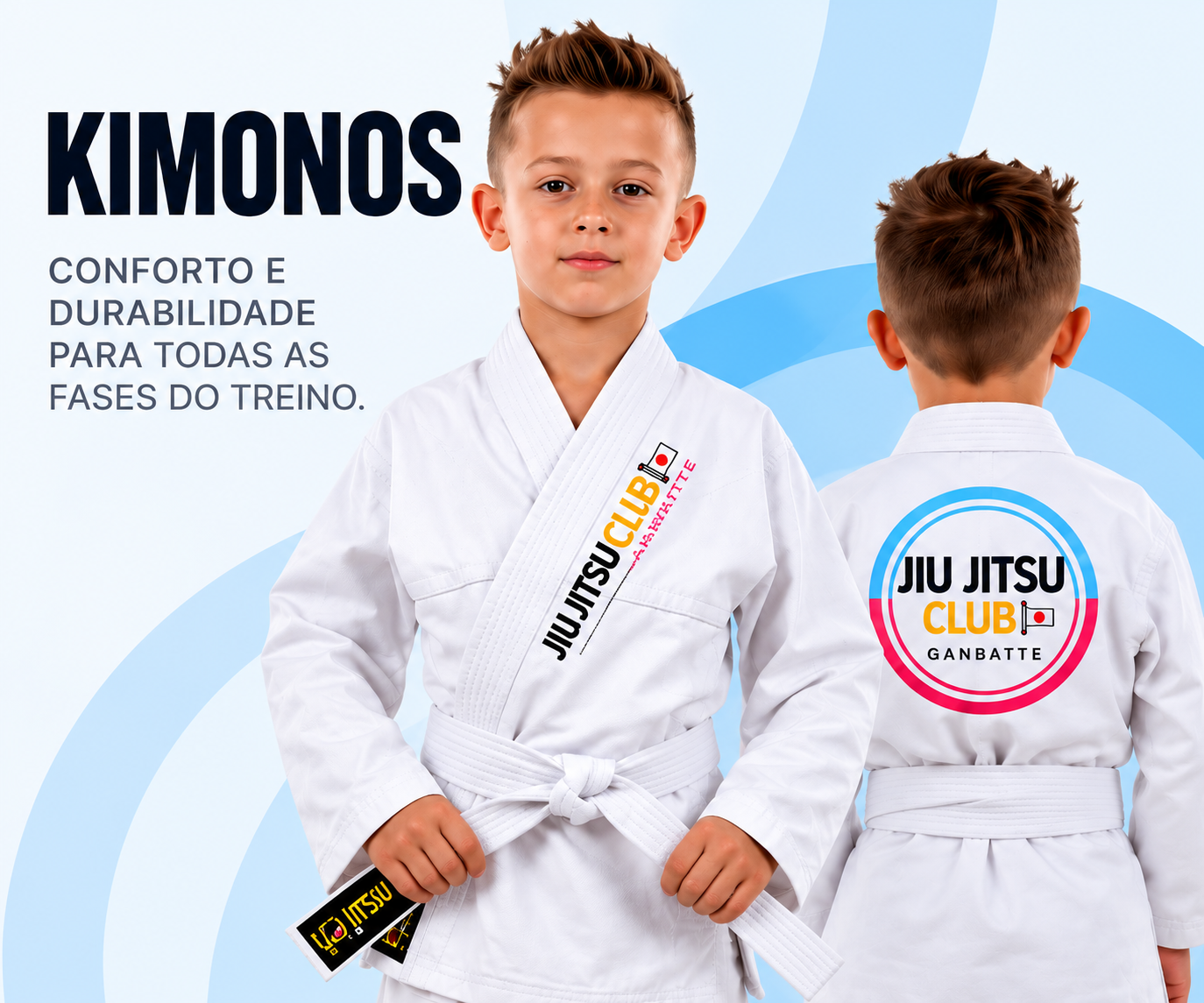 Kimono oficial Jiu Jitsu Club, frente e costas